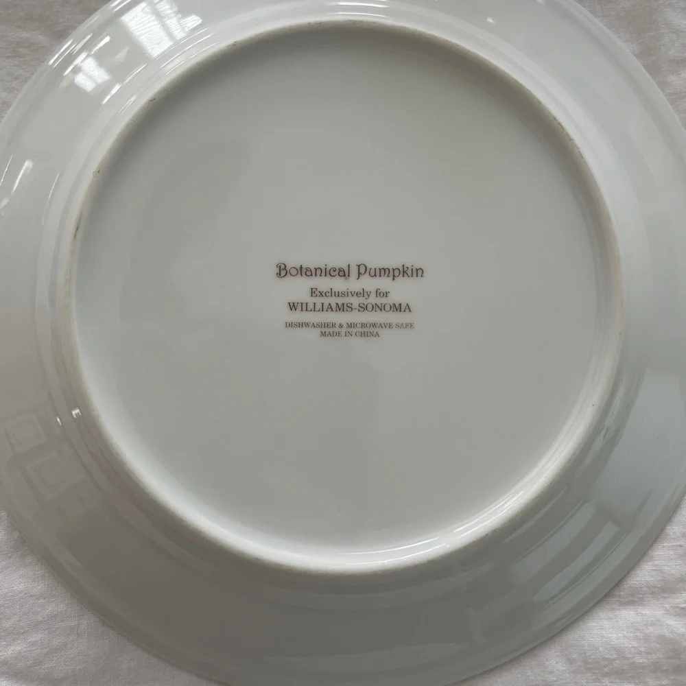 Williams Sonoma Botanical Pumpkin Salad Dessert Plates 8.5” diameter (Set of 4)